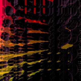 Abstract dark shapes on a background of redish tones